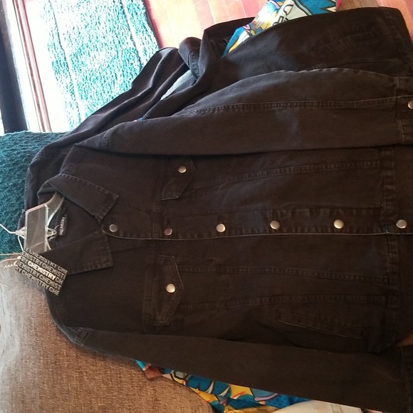 Mens Black Denim King Graffiti Jean Jacket NWT Artwork on Back - Picture 4 of 9